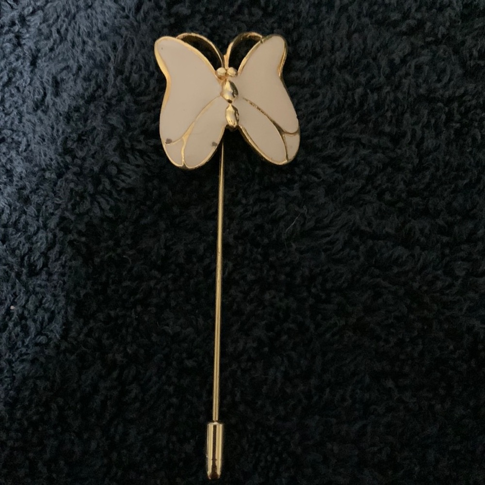 Vintage Enamel Butterfly straight pin signed Thialand